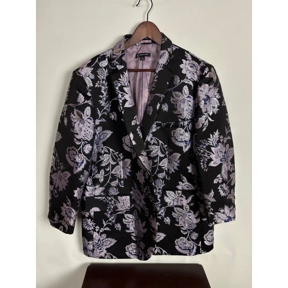 Altered Sleeves INC International Black Purple Brocade Jacket Men's XXL